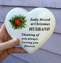 Memorial Decor - Christmas Poinsettia heart stone