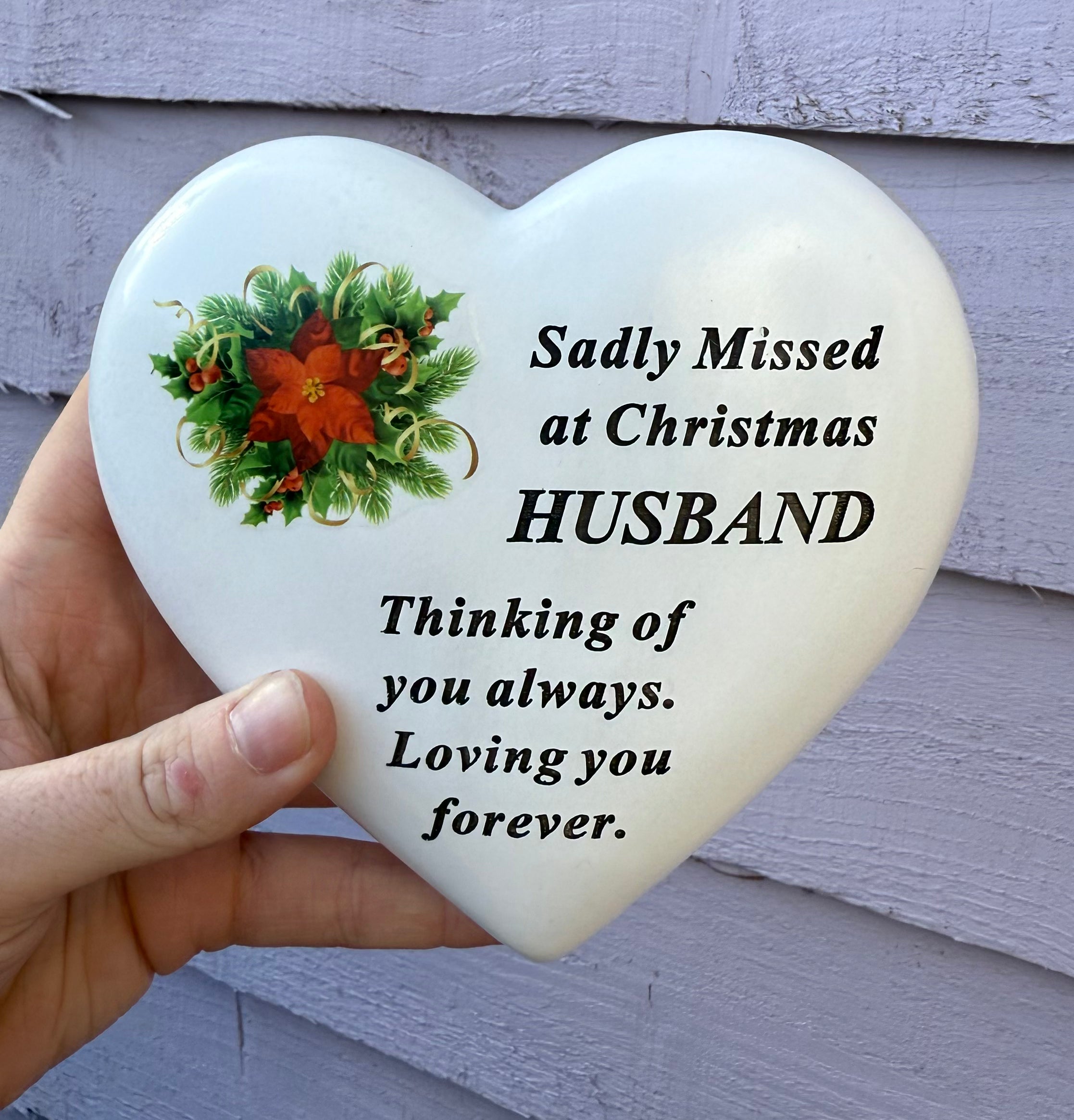Memorial Decor - Christmas Poinsettia heart stone